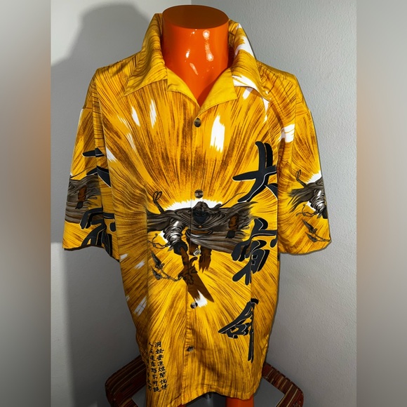 KAD Other - K. A. D. Clothing Co. Button Up Shirt Mens Size XL Yellow Anime Short Sleeve
